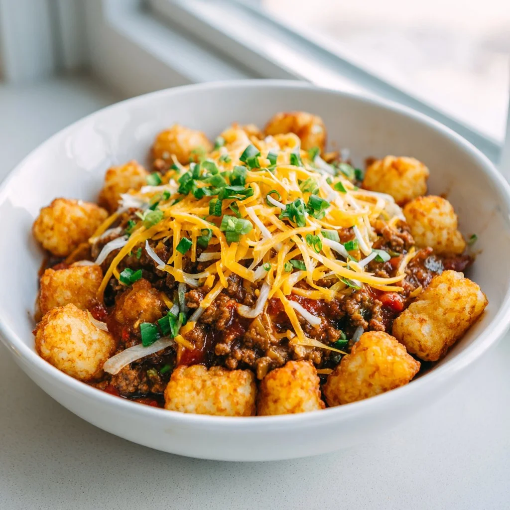 Cowboy Casserole with Tater Tots and Cheese