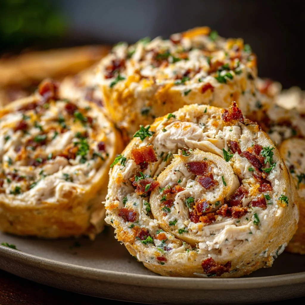 Crack Chicken Pinwheels filled with creamy chicken and herbs