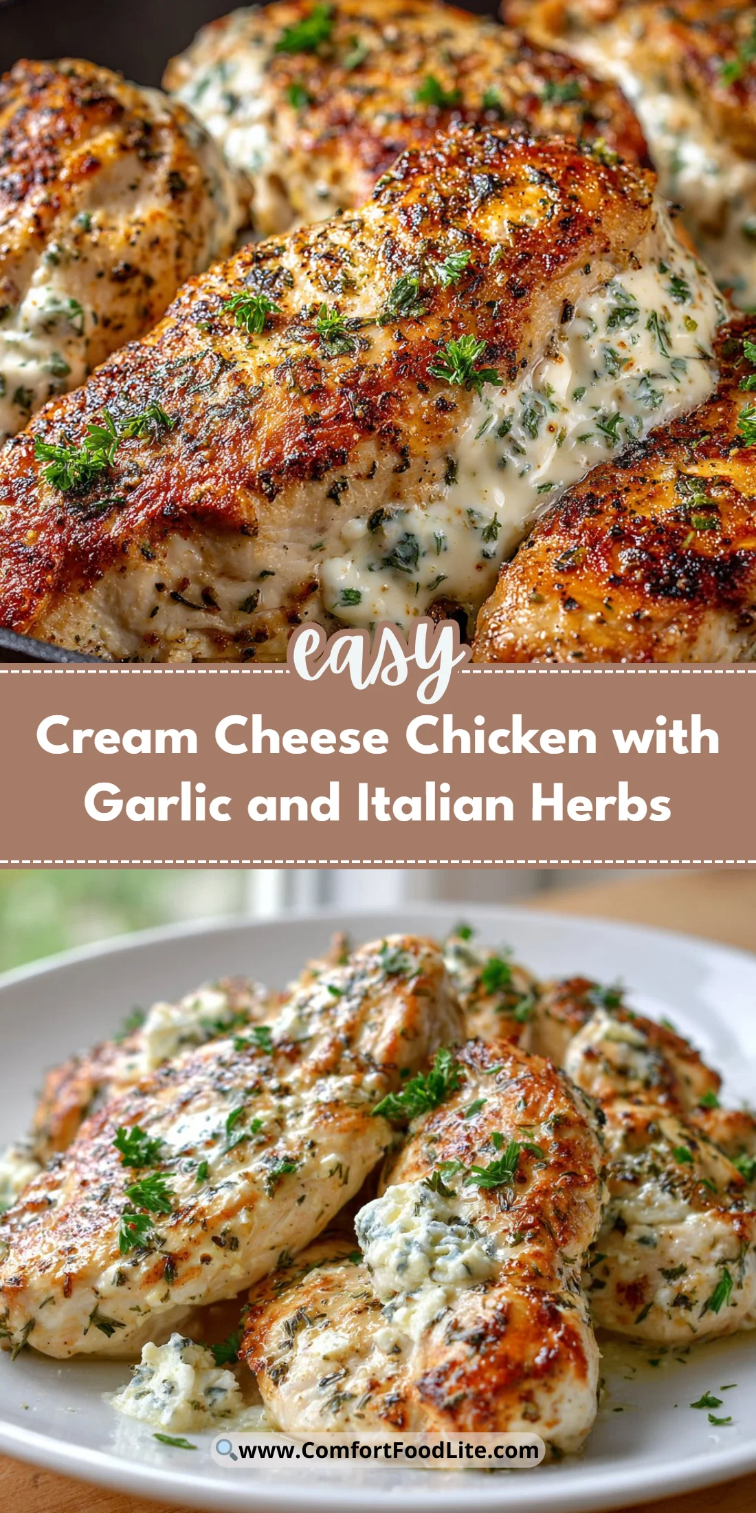 Cream Cheese Chicken with Garlic and Italian Herbs