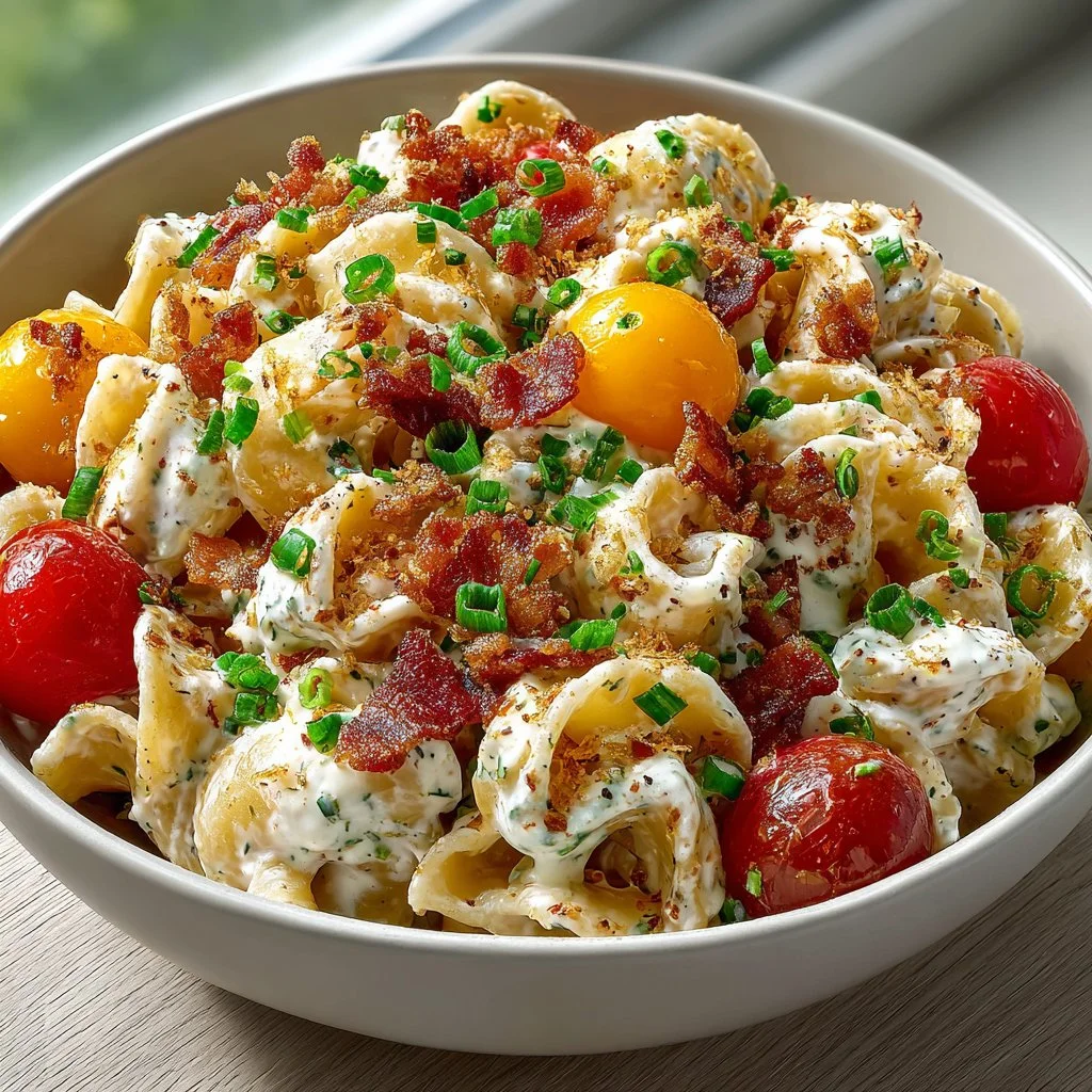 Creamy High Protein Bacon Ranch Pasta Salad