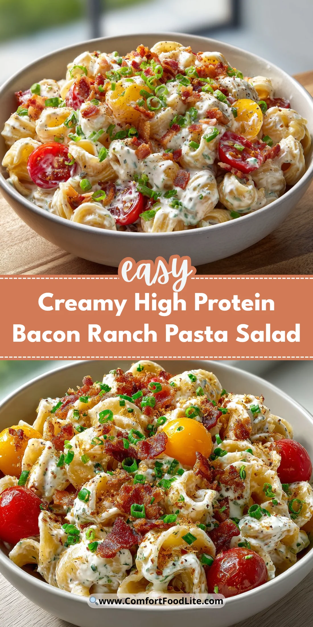 Creamy High Protein Bacon Ranch Pasta Salad