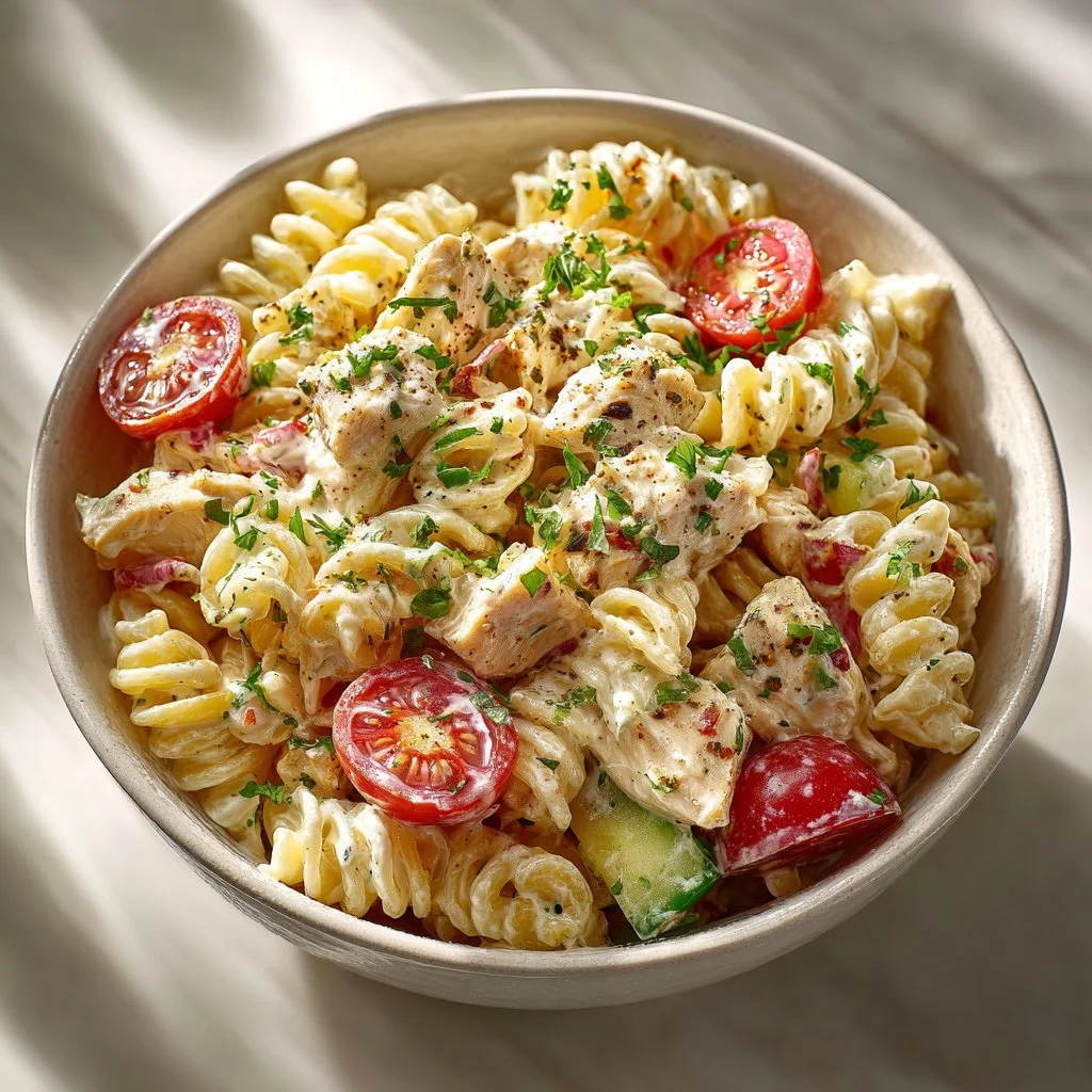 Creamy High-Protein Pasta Salad with Chicken