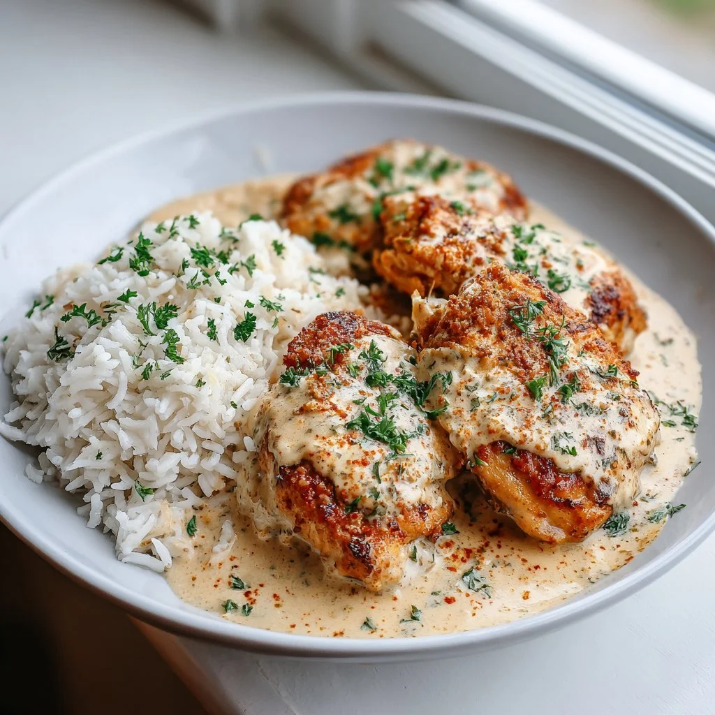 Creamy Smothered Chicken and Rice