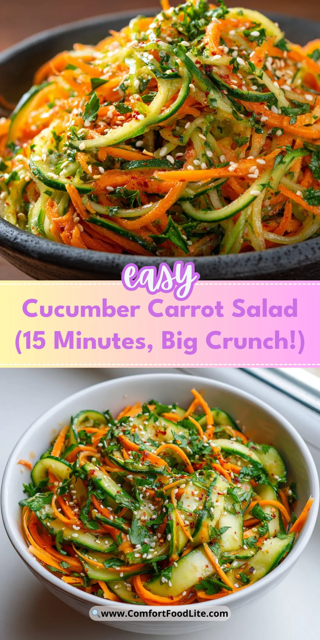 Cucumber Carrot Salad (15 Minutes, Big Crunch!)