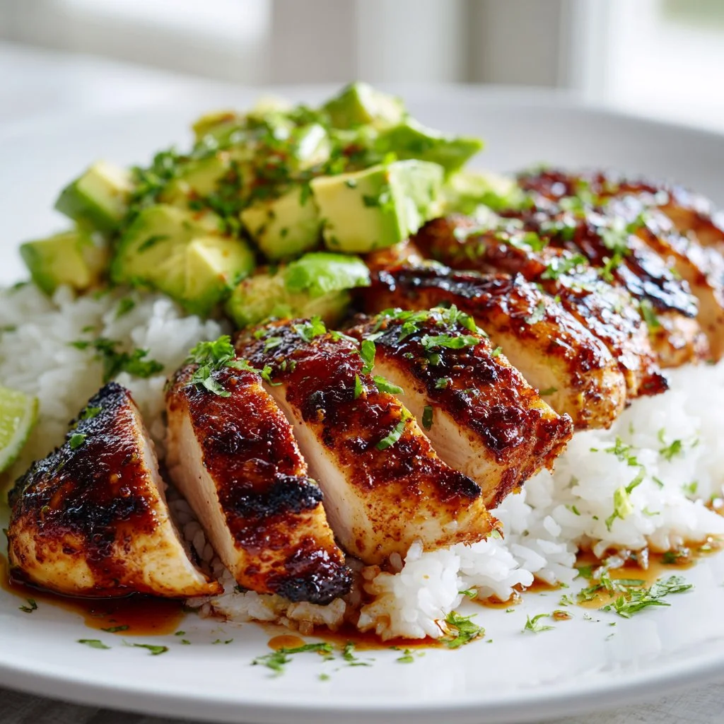 Delicious Honey Lime Chicken & Avocado Rice Stack Recipe