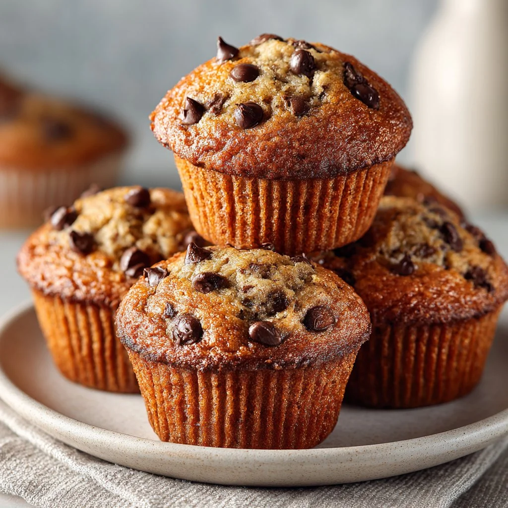 Easy Banana Bread Muffins with Chocolate Chips