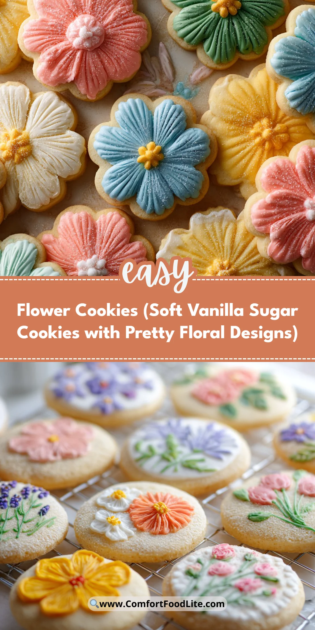 Flower Cookies (Soft Vanilla Sugar Cookies with Pretty Floral Designs)