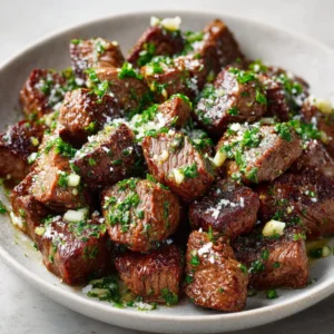 Delicious Garlic Butter Steak Bites served in a skillet