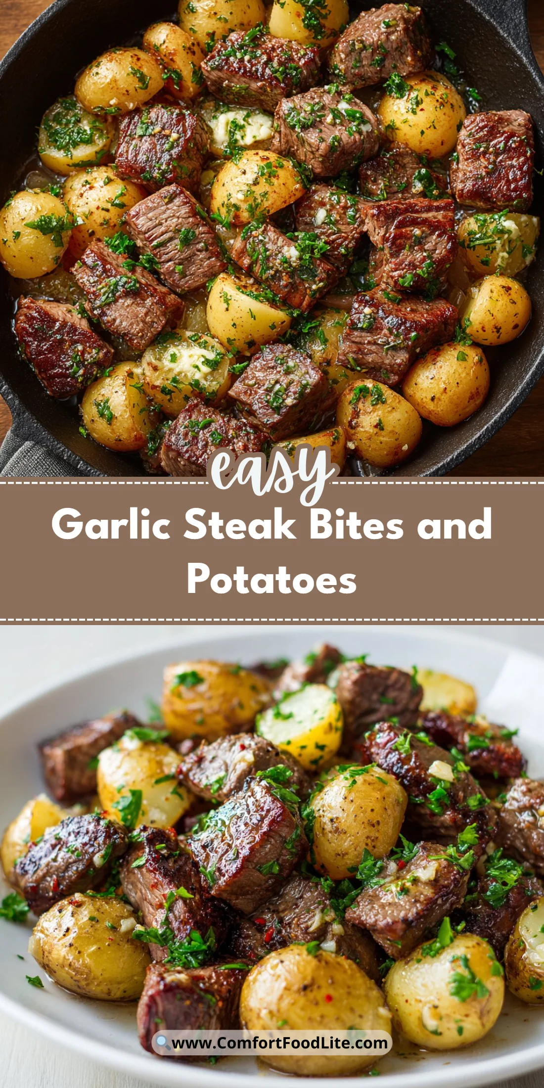 Garlic Steak Bites and Potatoes