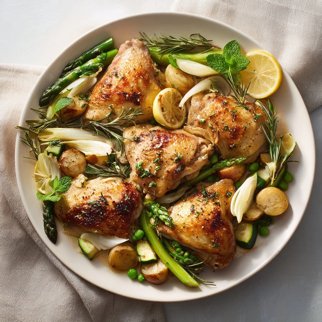 Herb Roasted Chicken With Spring Veggies