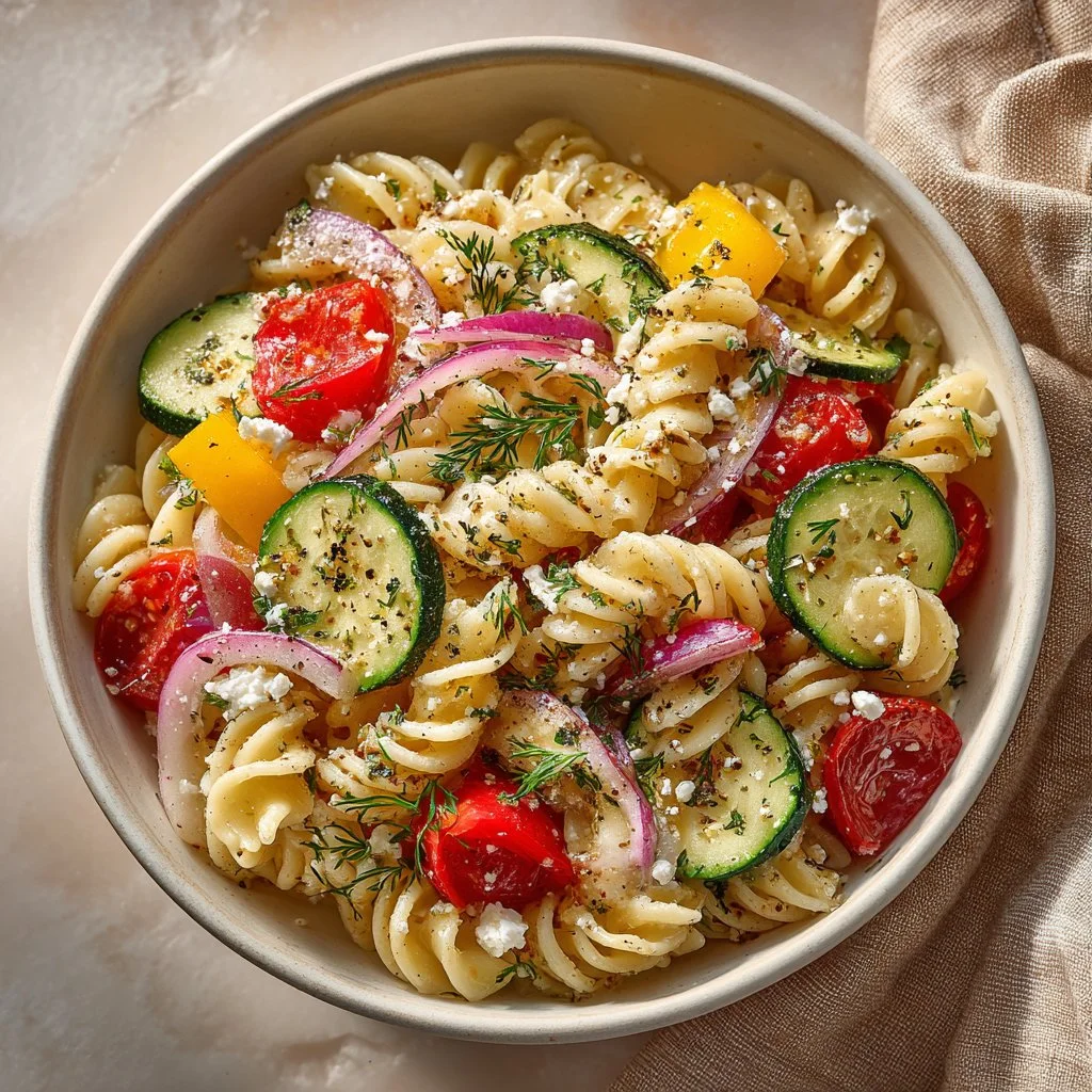 High Protein Greek Pasta Salad