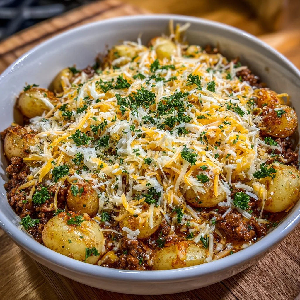 Delicious Hobo Casserole made with ground beef and vegetables