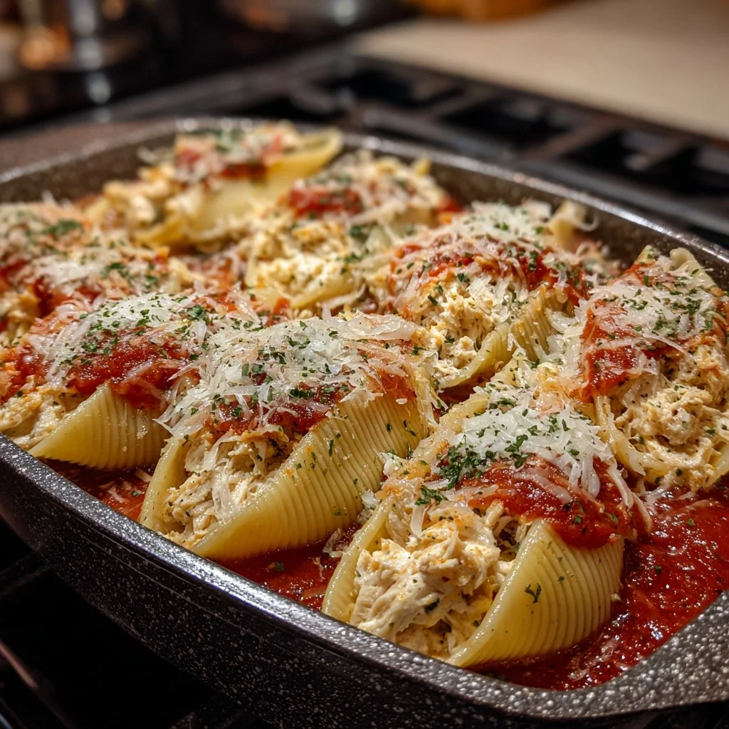 Delicious Homemade Marry Me Chicken Stuffed Shells served on a plate