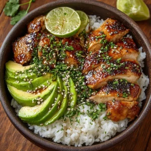Honey Lime Chicken Avocado dish served with fresh ingredients