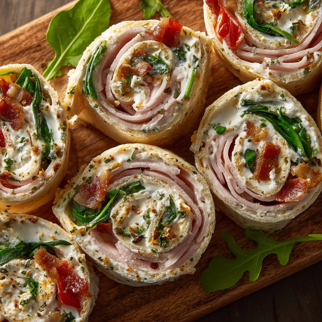Delicious Italian Pinwheels snack rolled with fresh ingredients