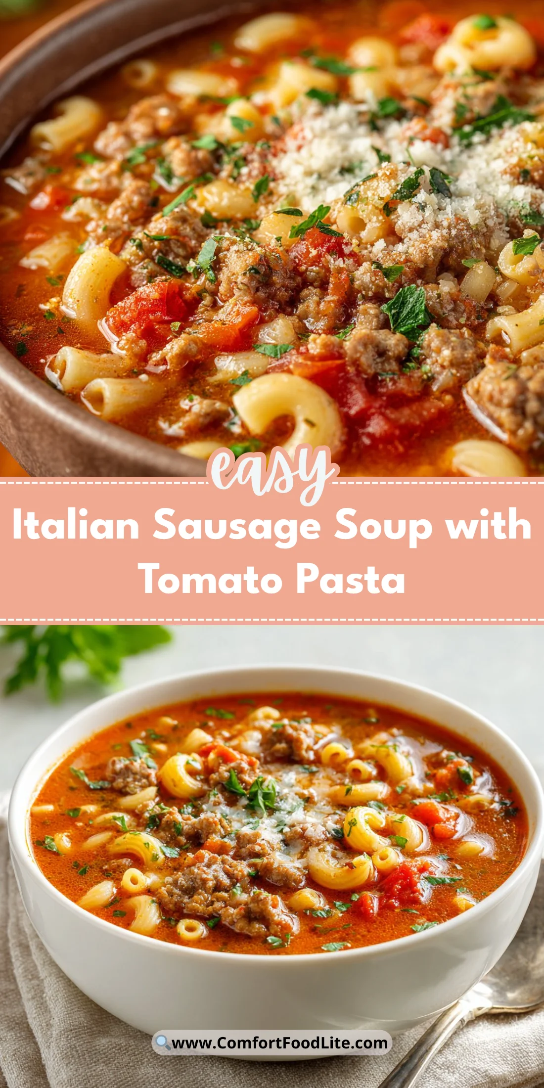 Italian Sausage Soup with Tomato Pasta