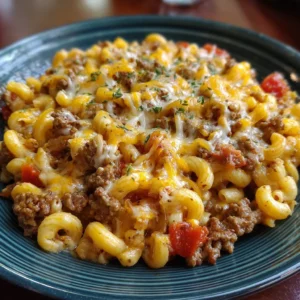 Homemade Johnny Marzetti casserole fresh out of the oven