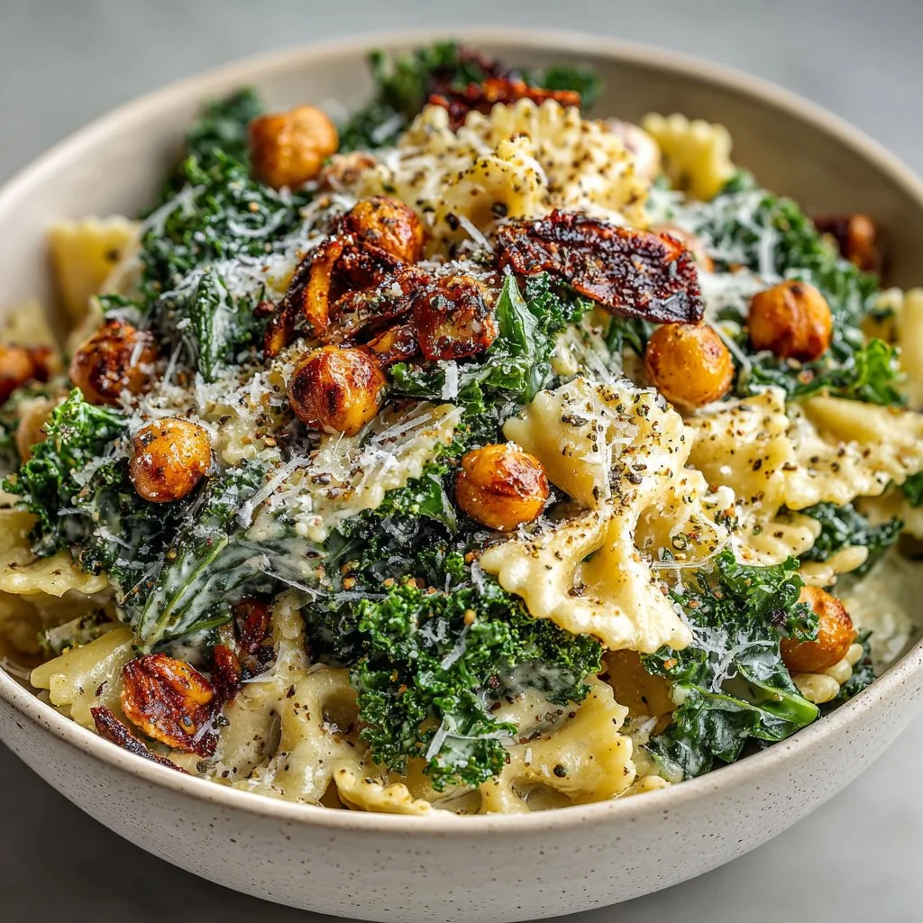 Kale Caesar Pasta Salad
