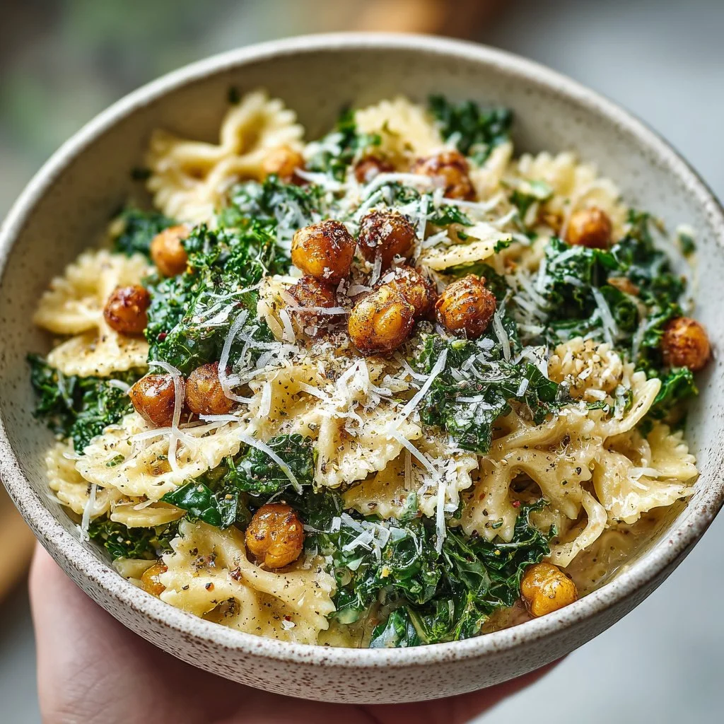 Kale Caesar Pasta Salad
