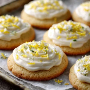 Batch of Lemon Frosted Cookies decorated with vibrant lemon icing