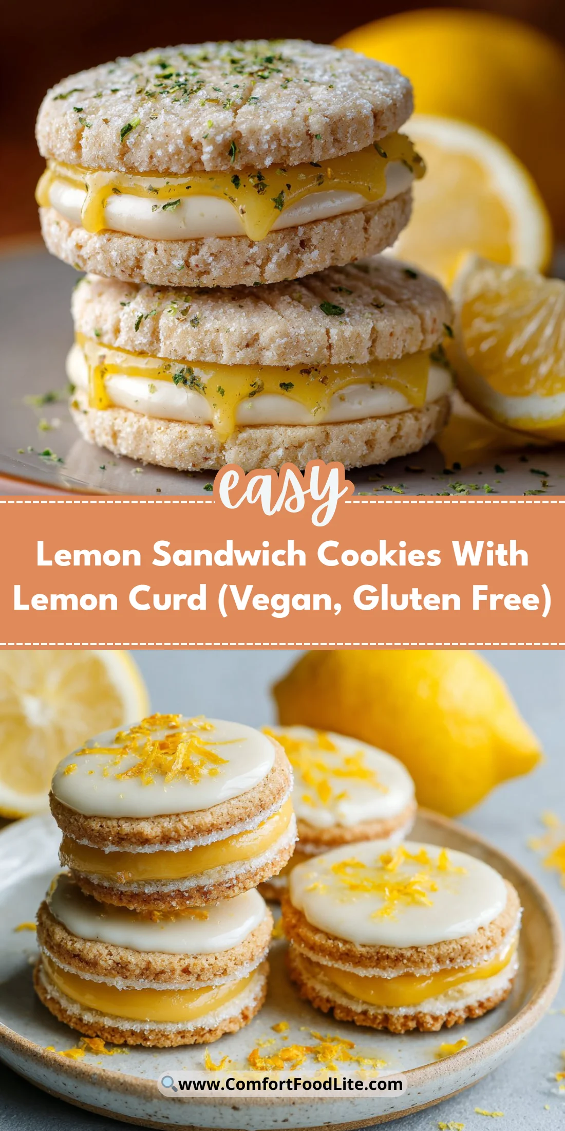 Lemon Sandwich Cookies With Lemon Curd (Vegan, Gluten Free)