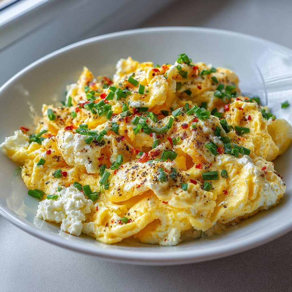 Low-Carb High-Protein Scrambled Eggs with Cottage Cheese