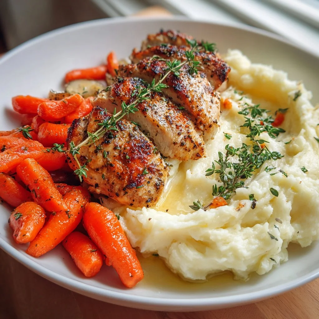 Make Garlic Herb Chicken with Mashed Potatoes and Glazed Carrots Tonight!