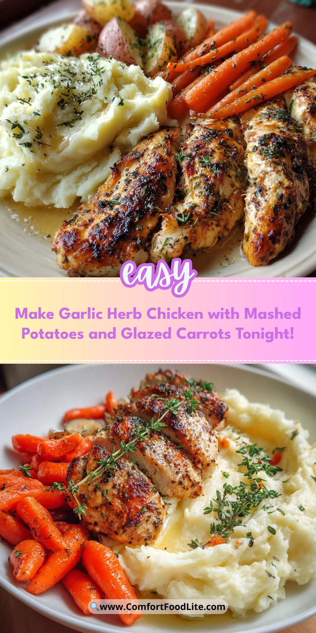 Make Garlic Herb Chicken with Mashed Potatoes and Glazed Carrots Tonight!