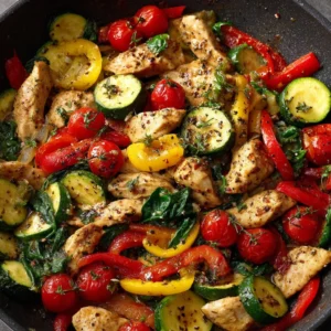 Mediterranean Chicken Stir-Fry with colorful vegetables and spices