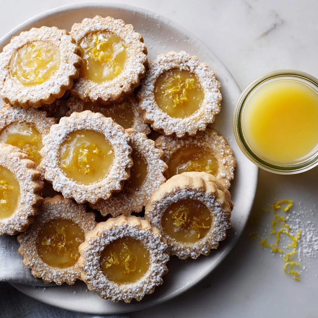 Meyer Lemon Curd Linzer Cookies