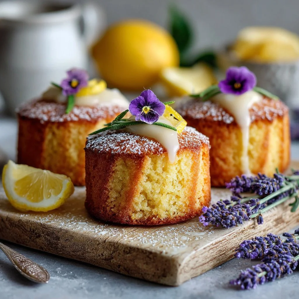 Mini Lemon Cakes With Lavender Glaze