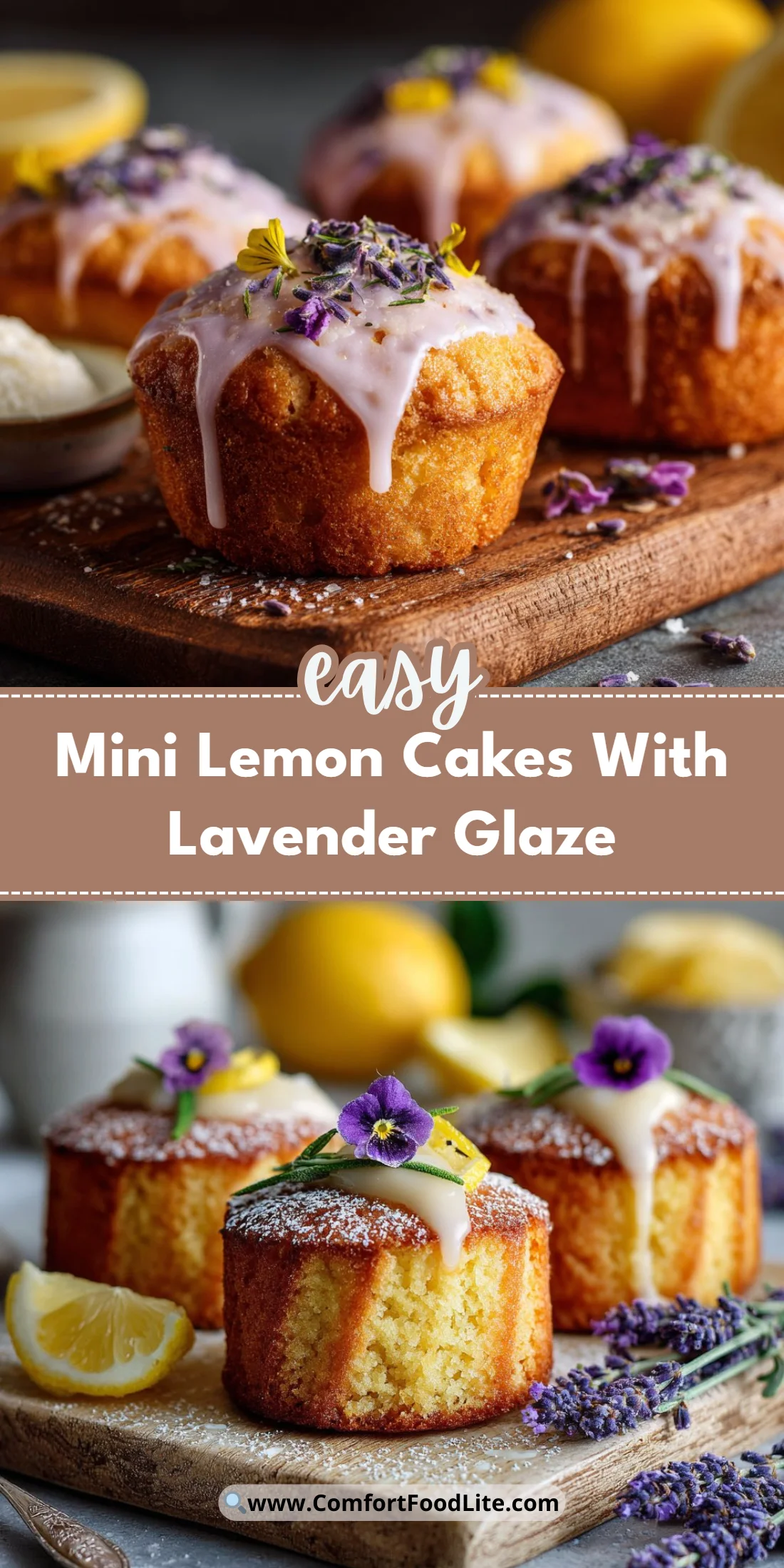 Mini Lemon Cakes With Lavender Glaze