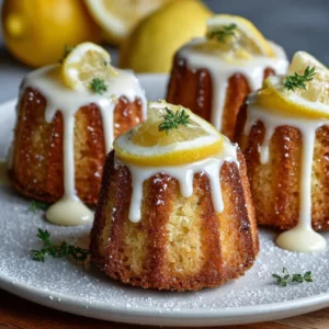 Mini Lemon Drizzle Cakes displayed on a rustic wooden table