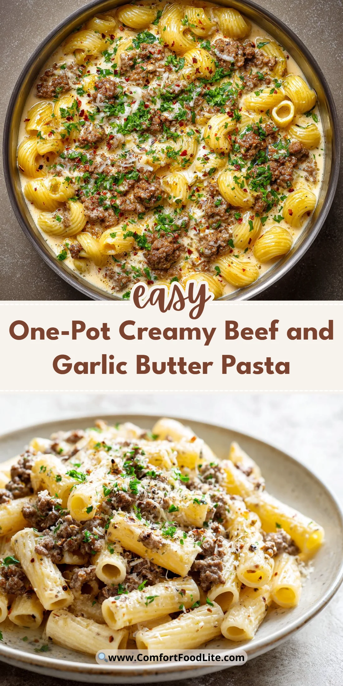 One-Pot Creamy Beef and Garlic Butter Pasta