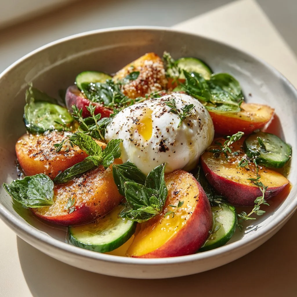 Peach Caprese Salad with Burrata