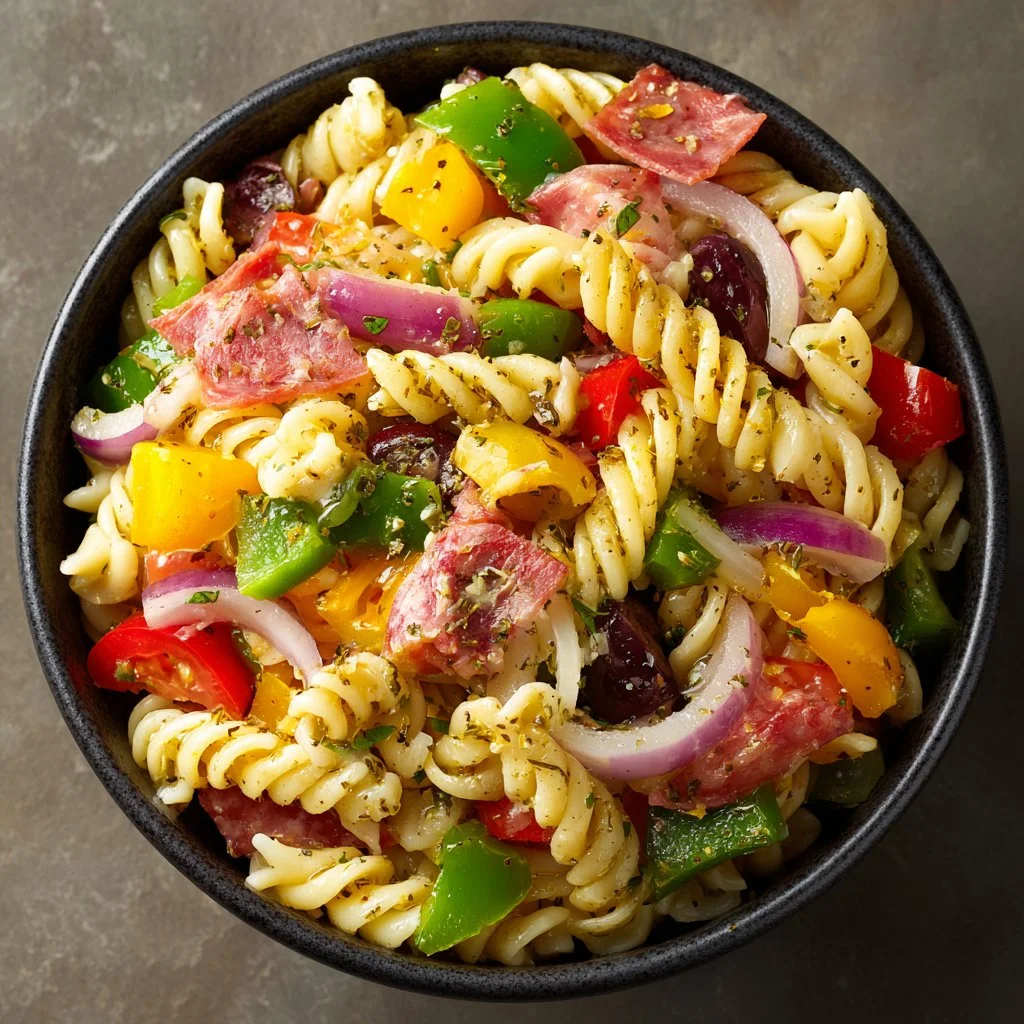 Colorful and fresh pasta salad perfect for picnics and outdoor gatherings.