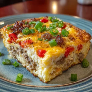 Delicious Pioneer Woman Breakfast Casserole served fresh on a table.