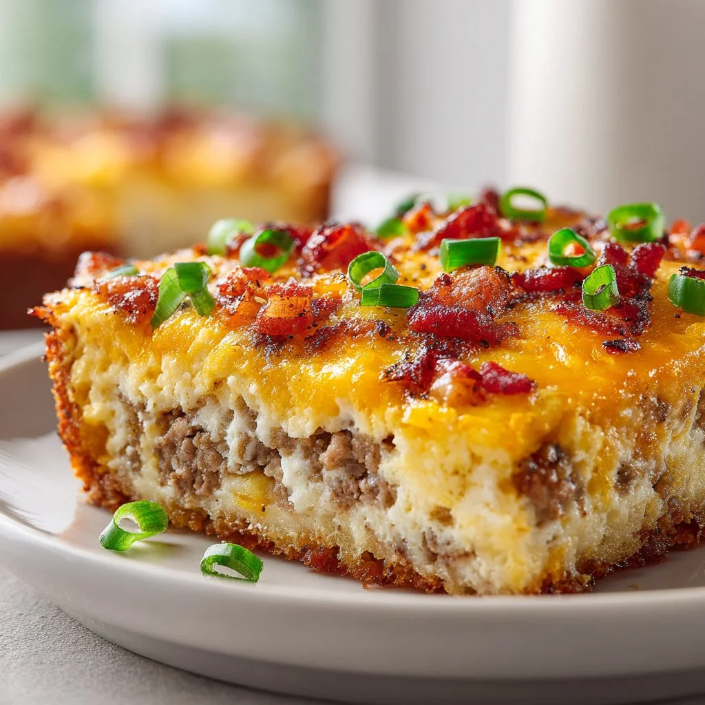 Delicious Pioneer Woman make-ahead breakfast casserole served on a plate