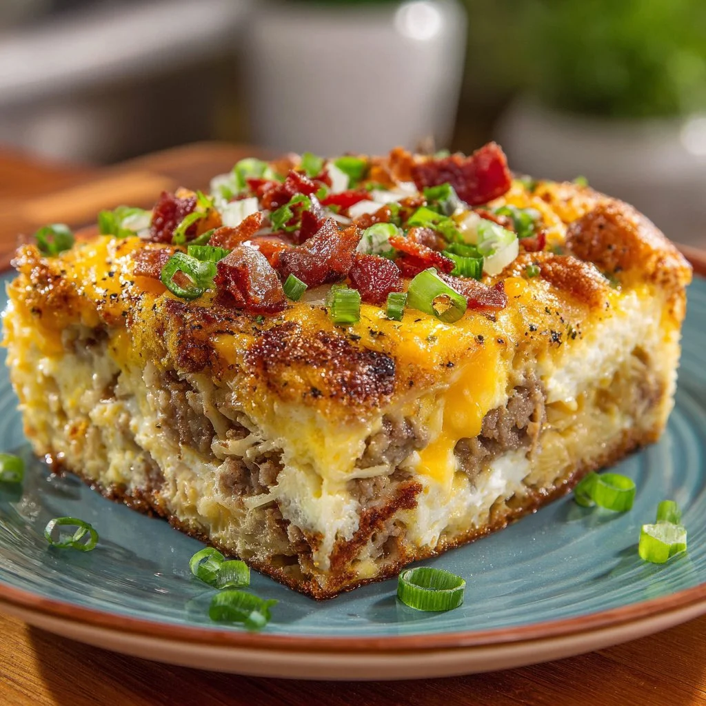 Pioneer Woman's delicious overnight breakfast casserole fresh out of the oven.