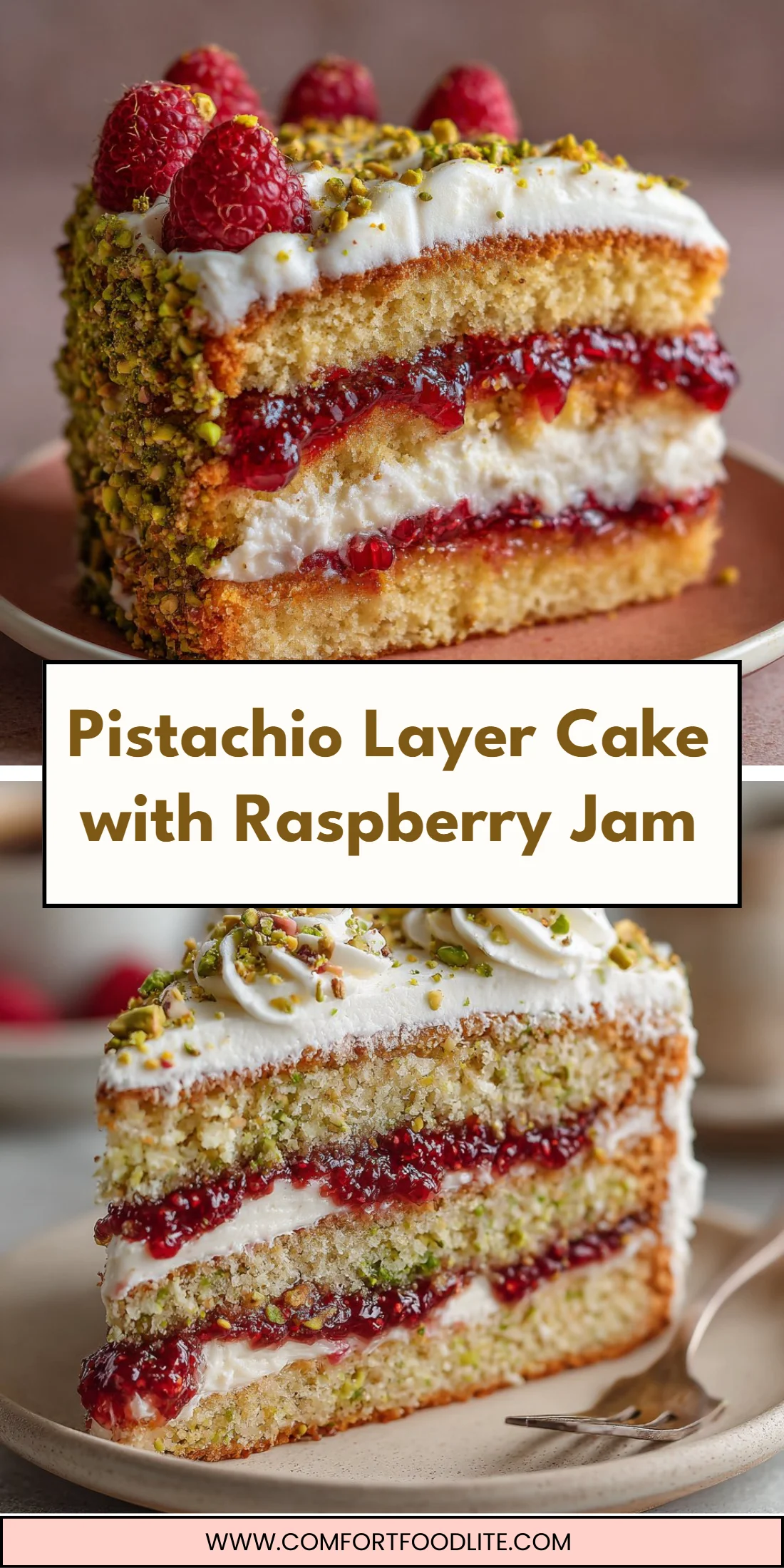 Pistachio Layer Cake with Raspberry Jam