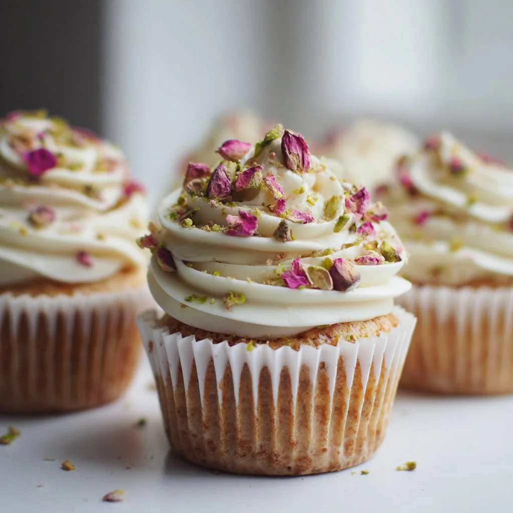 Rose and Pistachio Cupcakes