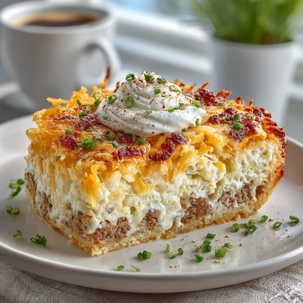 Sausage, Egg, and Cream Cheese Hashbrown Casserole