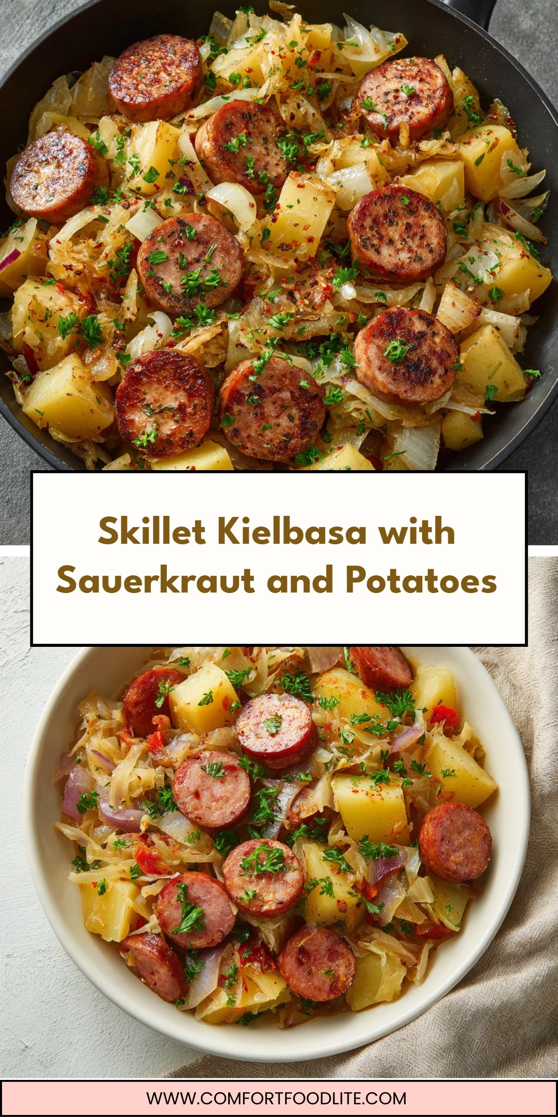Skillet Kielbasa with Sauerkraut and Potatoes