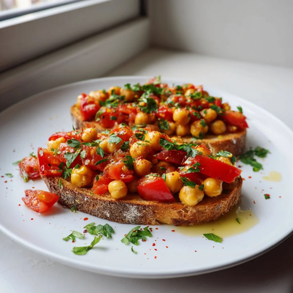 Spiced Chickpea and Tomato Toast