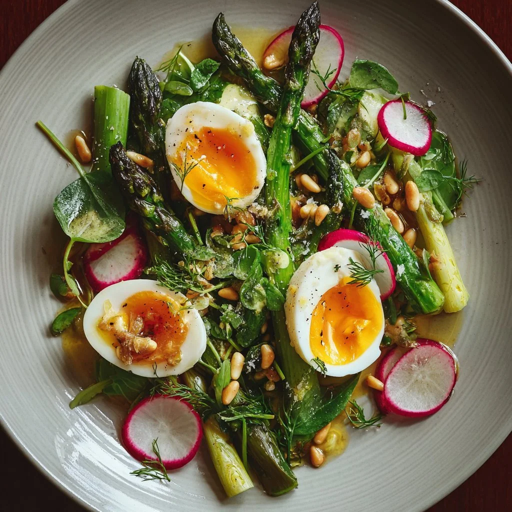 Spring salad with asparagus and egg, a vibrant and fresh dish