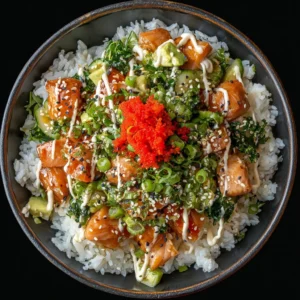 Delicious Sticky Honey Garlic Salmon served in a rice bowl with vegetables