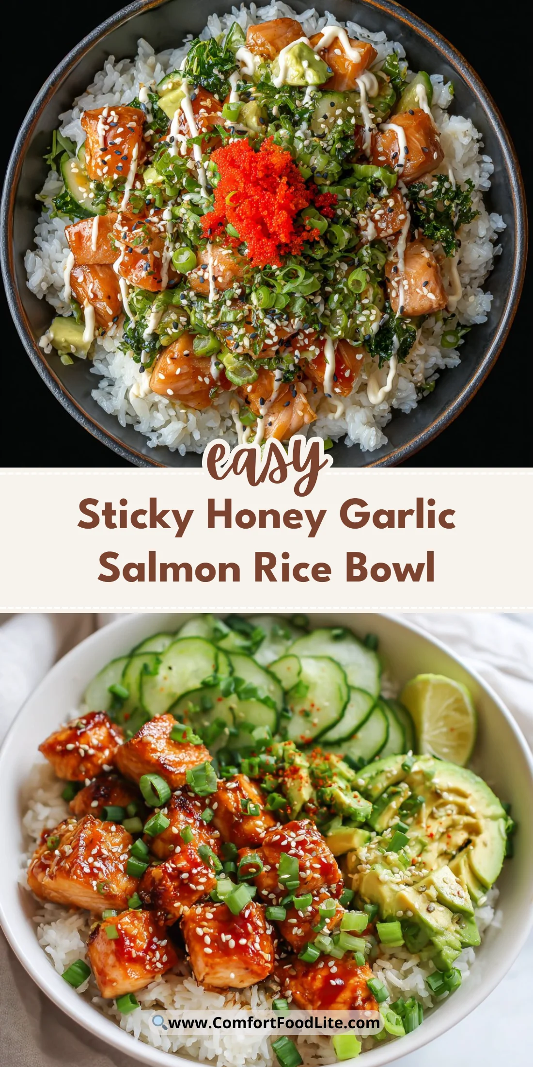 Sticky Honey Garlic Salmon Rice Bowl