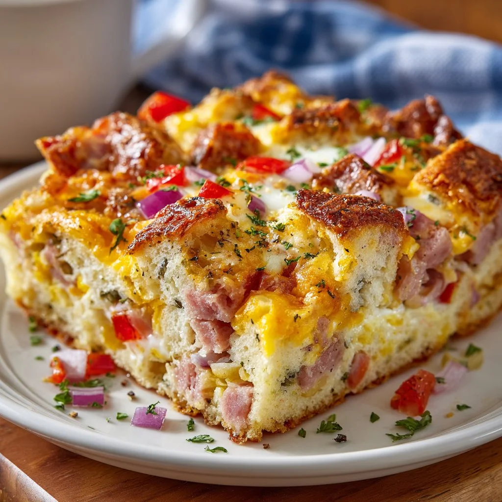 Delicious Ultimate Breakfast Casserole with eggs, cheese, and vegetables