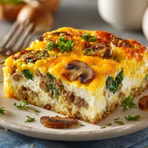 Ultimate cheesy egg bake casserole served in a dish, perfect for breakfast.