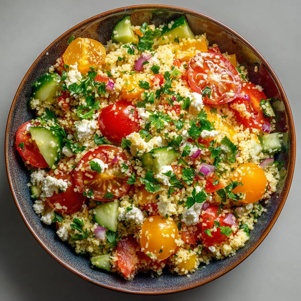 Vibrant Easter Spring Couscous Salad with fresh vegetables and herbs